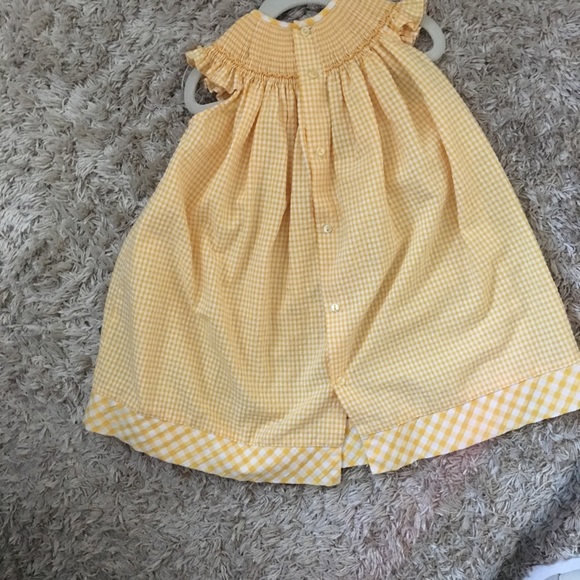 Yellow, white checked smocked dress. - Picture 2 of 2